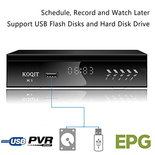 Koqit Free to Air DVB-S2X DVB-S2 FTA Satellite Receiver Galaxy 19 Clear TV Tuner Satellite TV Receiver Mini Digital Tv Box Sat Decoder USB WiFi YouTube Recording to USB Media Player
