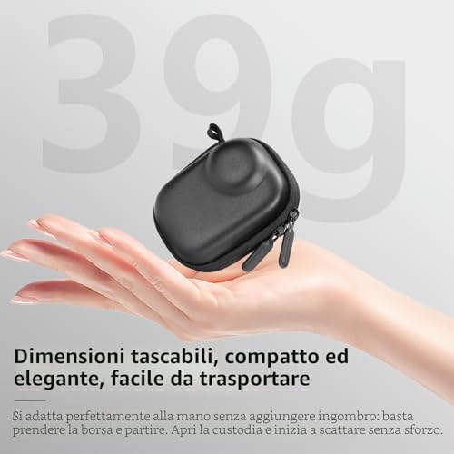 AMAZEAR Carry Case for Insta360 GO Ultra Accessories - Compact Hard Leather Travel Bag with Soft Interior, Protection and Organization, Black