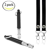 HiSung Dog Whistle to Stop Barking, Adjustable Pitch Ultrasonic Training Tool Silent Bark Control for Dogs- Pack of 2 PCS Whistles with 2 Free Lanyard Strap