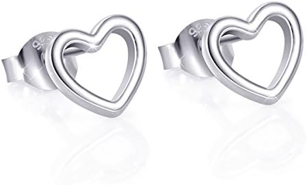 Lover Gift 925 Sterling Silver Heart Stud Earrings for Women Girl