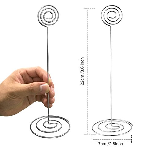 LINPOZONE 8.6" Tall Circle Place Card Holders for Weddings, Paper Menu Clips for Photo, Memo Note, Dinner, Party and Event