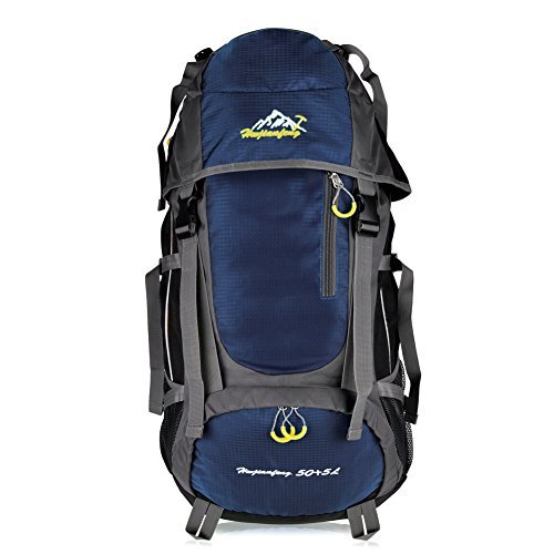 Vbiger Large Capacity 55L Lightweight Travel Water Resistant Backpack / Mountaineering Hiking Daypack (Navy Blue, 55L)