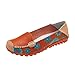 Maybest Women Bright Color Casual Flower Printed Slip On Leather Flat Pumps Moccasins Dancing Shoes