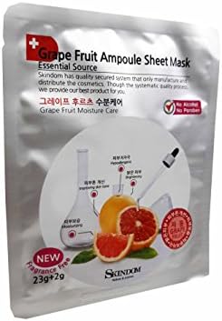 2 Mask sheets of Grape Fruit Ampoule Sheet Mask, Grape Fruit Moisture Care: Moisturizing the Skin, Improvement in Skin, Skin Protection, Muscular Relaxation (23g + 2g/ Sheet)