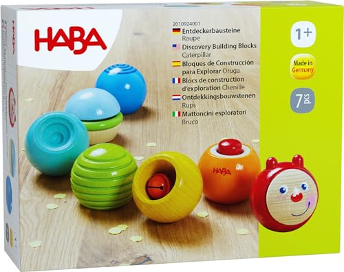 HABA Discovery Building Blocks CaterpillarHABA Discovery Building Blocks - Caterpillar: Wooden Toys for 1+ Year Olds, Sensory Toys & Learning Toys, Blocks for Toddlers 1-3, Made in Germany