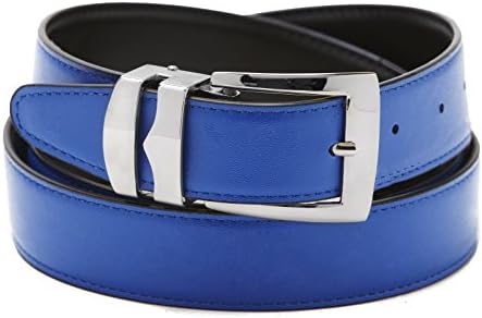 Reversible Belt Bonded Leather Removable Silver-Tone Buckle ROYAL BLUE/Black