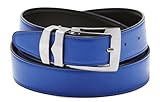 Reversible Belt Bonded Leather Removable Silver-Tone Buckle ROYAL BLUE / Black