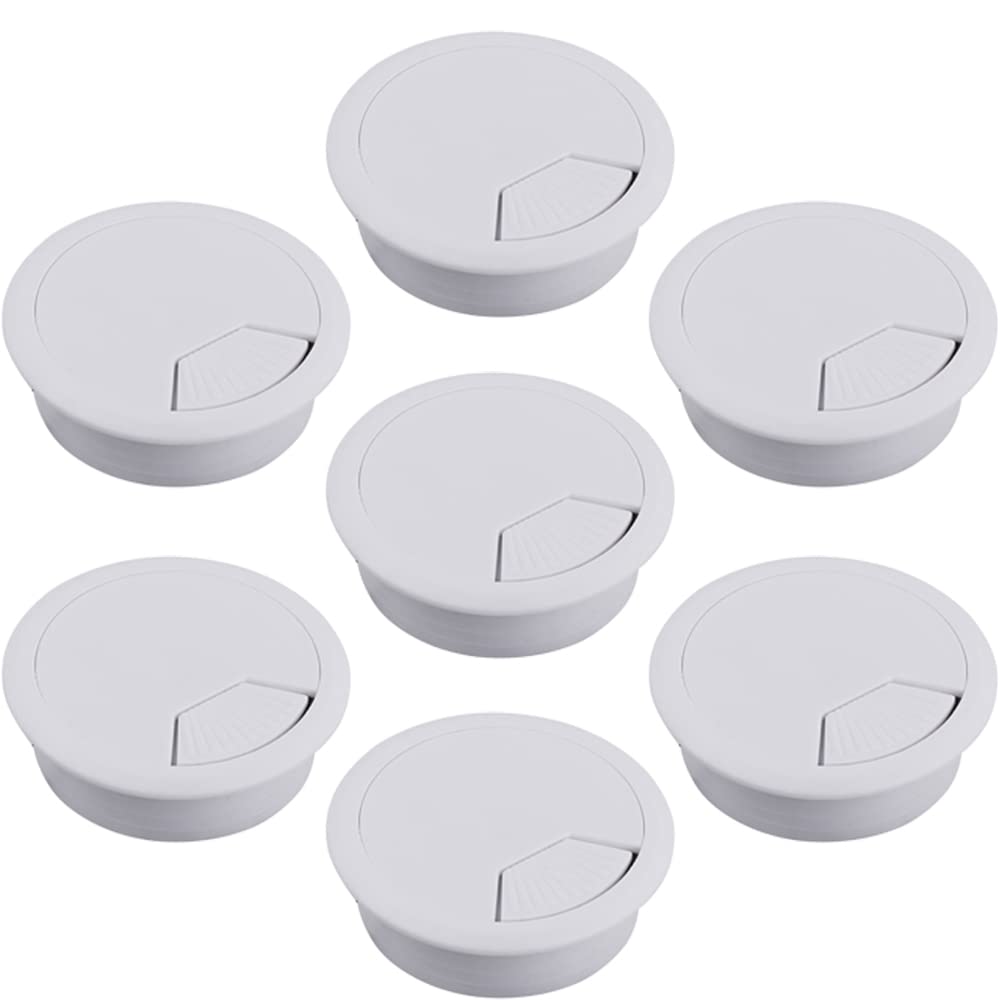 7 Pcs Desk Grommet Desk Cable Wire Grommet Cord Desk Table Grommet Cable Tidies for Home and Office Table Surface Port Hole Covers White