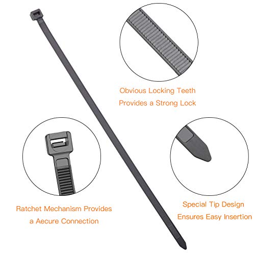 OneLeaf Cable Ties 12 Inch Heavy Duty Zip Ties with 120 Pounds Tensile Strength for Multi-Purpose Use, Self-Locking UV Resistant Nylon Tie Wraps, Indoor and Outdoor Tie Wire. 100 Pcs, Black