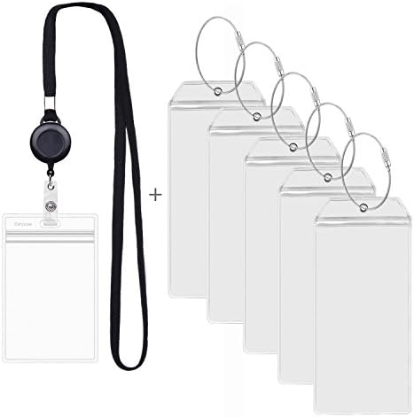 CarryLuxe Lanyard with ID Holder Set- Retractable Cruise Lanyards and Luggage Tag Holders (2 Pack+ 5 Cruise Luggage Tags)
