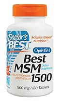 Doctor's Best MSM with OptiMSM, Non-GMO, Gluten Free, Joint Support, 1500 mg, 120 Tablets