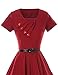 GownTown 1950s Retro Vintage Short Sleeve Party Swing Stretchy Dresses, Large, Burgundy