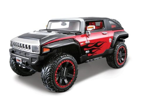 2008 Hummer HX Concept Black/Red Flames 1:24 Diecast All Stars