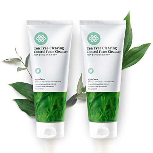 LovLuv Tea Tree Foaming Facial Cleanser, K Beauty Daily Face Wash with Natural Ingredients and Anti Aging Properties [2 PK]