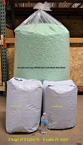 Bean Products Polystyrene Filler Beads for Lasting Support - Recycled Poly Fill - Versatile Fill for DIY Projects - Bean Bag Refill Beads Made in USA - 4 Cubic ft.
