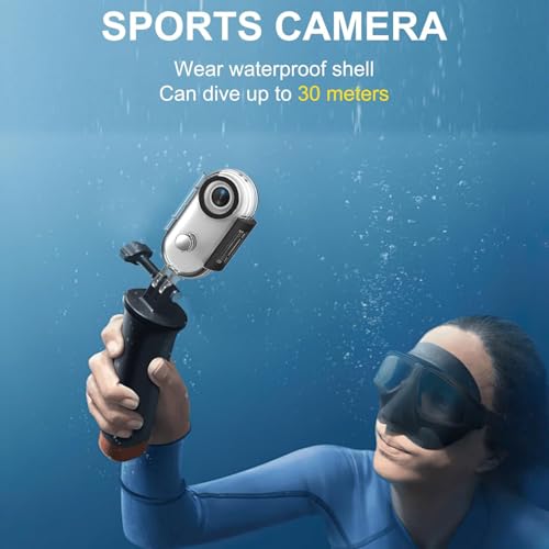 OBEST Cámara de Acción Inalámbrica Portátil 1080P, Cámara para Collar para Mascotas, Cámara Deportiva, Bodycam para Moto Gran Angular 120° para Deportes Al Aire, Blanco