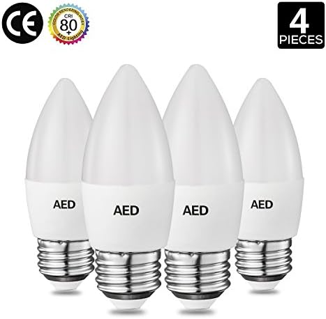 AED Lighting LED Light Bulbs 6Watt Decorative Candle LED Bulbs Warm White 2700k, Medium Screw Base E26 Socket, B11 LED Bulb Non-Dimmable 470lm Lights, 60W Incandescent Equivalent, Pack of 4