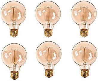 Edison Light Bulb Round Large Globe Base E26 BF46 (40W (pack of 6))
