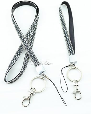 Multi color Patterned leather lanyard with chain edge and Wristlet (Sequin)