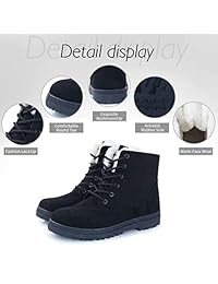 CIOR Women's Winter Boots Warm Suede Lace up PU Snow Boots Fahion Waterproof PU Shoes Casual Sneakers