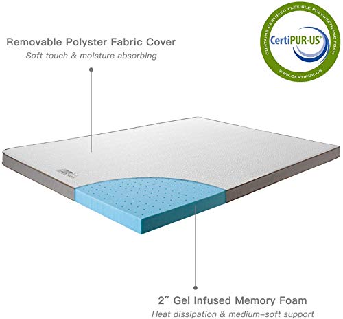 BedStory 2 Inch Cooling Gel Infused Memory Foam Mattress Topper ...