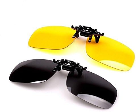 Lobeve 2 Piece Day+Night Vision Polarized Glasses Clip-on Sunglasses