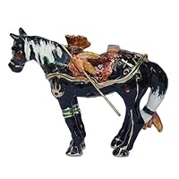 RXIN War Horse Statuettes Openable Crystal Jewelry Box Decorative Trinket Collectible Box Inlaid with Rhinestone