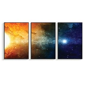Framed Canvas Wall Art for Living Room, Bedroom Sky Space View Canvas Prints for Home Decoration Ready to Hanging - 16"x24"x3 Panels