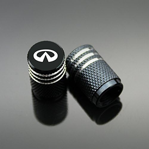 QINGTECH Valve Stem Caps,INFINITI accessories Tire Valve Caps for Car,Motorbike,Trucks,Bike and Bicycle Aluminum 4pcs (black)