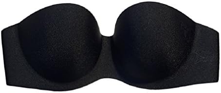 KeepMoving Women's Seamless Underwear Underwired Strapless Half Cup Bra With Clear Back Strap (C, Black)