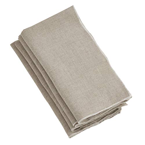 Saro Lifestyle Stonewashed Stitch Border Napkins (Set of 4), Natural, 20"