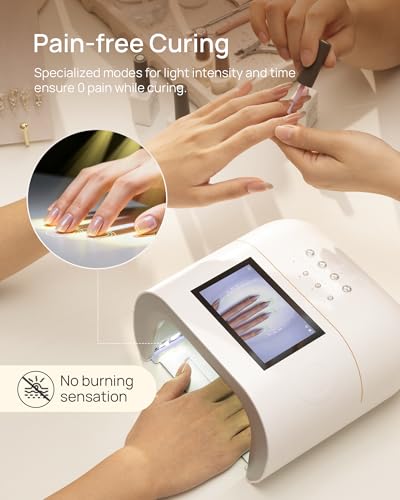 Lámpara de Uñas LED UV con IA O NAIL - Smart Precision Scan Reduce Exposición UV, Secador para Uñas de Gel con 109 LEDs Pantalla HD, Luz de Curado Rápida Profesional PRO MAX (Batería No Incluida)