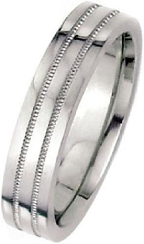 18k White Gold 7mm Flat Park Avenue Wedding Band Ring Heavy Weight - Size 15