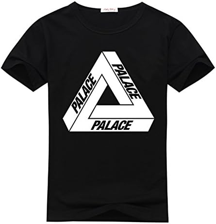 MAOBU Triangle Palace Logo Design Mens Comfortable T-Shirts Skateboard Tee Black Big Logo Size: S