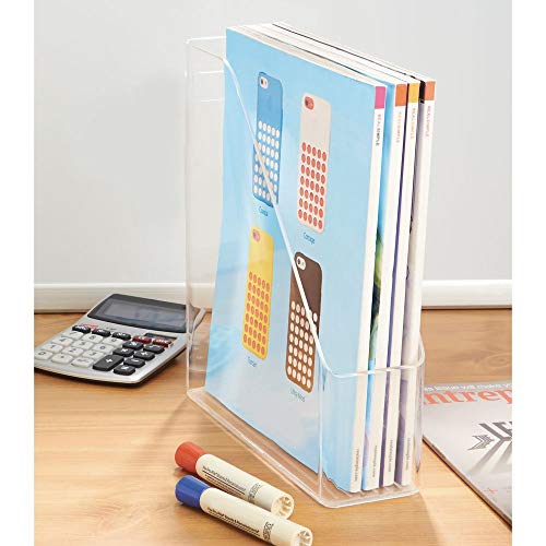 image for mDesign Plastic File Folder Bin Storage Organizer - Vertical with Hand