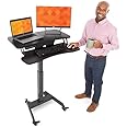 Stand Steady Cruizer Premier Rolling Electric Podium Desk - Height Adjustable, Mobile Standing Desk with Wheels, Keyboard Tray, Programmable Control, Compact Design for Office, School, Home (Black)