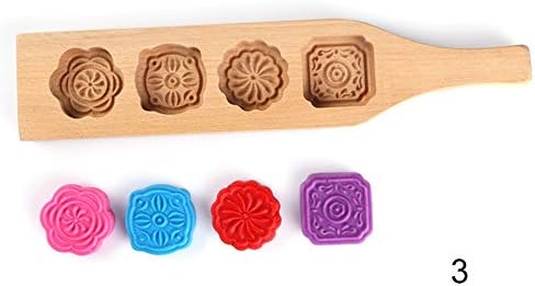 Youzpin 4 Flower Shape Grid Environmental Wooden Muffin Mooncake Cups Handmade Soap Molds Biscuit