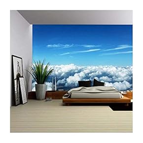 Aerial View of Clouds and Landscape Under Them. - Removable Wall Mural | Self-Adhesive Large Wallpaper - 66x96 inches