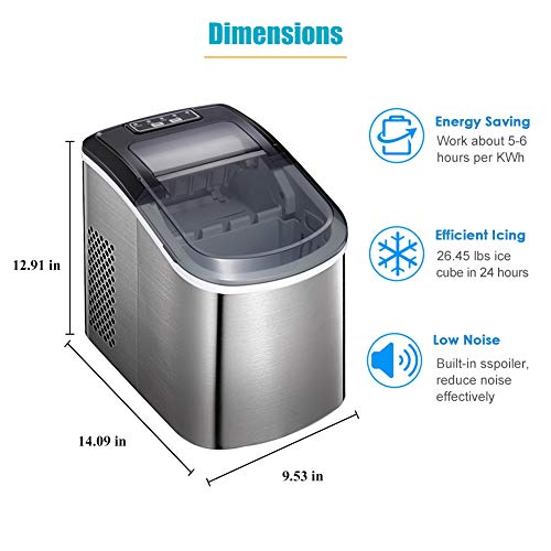 image for Tavata Portable Automatic Stainless Steel Ice Maker Machine for Counte