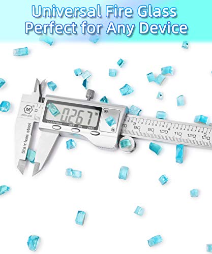 FutureWay Fire Glass Beads 20 Pound - 1/4 Inch Fire Pit Glass for Indoor and Outdoor Natural or Propane Fire Pits Fireplaces, Caribbean Blue High Luster