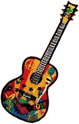 Hippie Acoustic Guitar - Amazon Com Peace Guitar Hippie Guitar Music Lovers Patch 5 X 12 8 Cm Embroidered Iron On Patches Sew On Patches Embroidery Applikations Applique