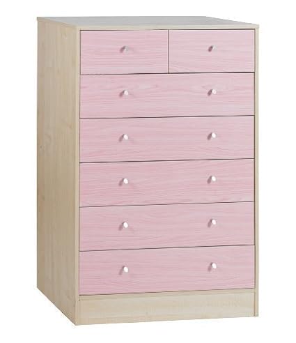 Malibu Chest Of 7 Drawers Pink 5 Wide 2 Narrow Drawers Amazon