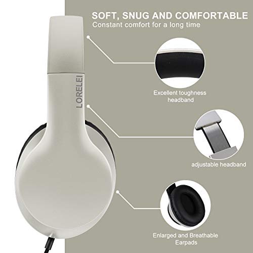 LORELEI X6 OverEar Headphones with Microphone, Lightweight Foldable