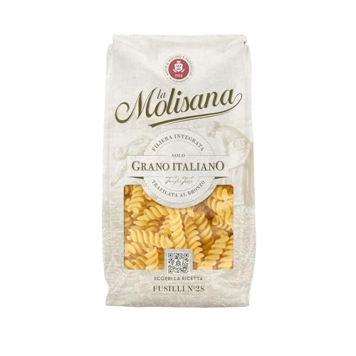 La Molisana, Fusilli n. 28, Pasta da Solo Grano Italiano - Trafilata al Bronzo, Ruvida e Tenace con Eccellente Tenuta in Cottura - Confezione da 500 g