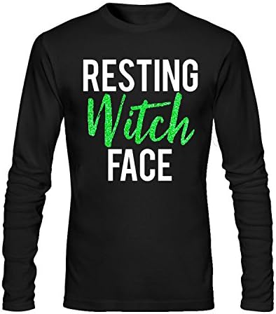 RESTING WITCH FACE Women's Long Sleeve Cotton Crewneck T-Shirt