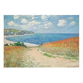 Path Through The Corn at Pourville by Claude Monet - French Impressionism - Plein Air Landscape - Peel and Stick Large Wall Mural, Removable Wallpaper, Home Decor - 66x96 inches