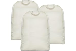 IWILL CREATE PRO 3 Pcs Breathable Canvas Laundry Drawstring Bags with Carrying Handles, Laundry Hamper Liner Bags, Big Size, Cotton Hamper Replacement Liner, Laundry Basket Liner