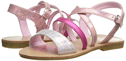 Laura Ashley Shinny Criss Cross Strap Sandal (Toddler),Pink,5 M US Toddler