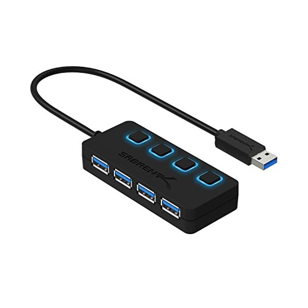 SABRENT 4 Port USB 3.0 Hub with Individual LED Power Switches (HB-UM43)