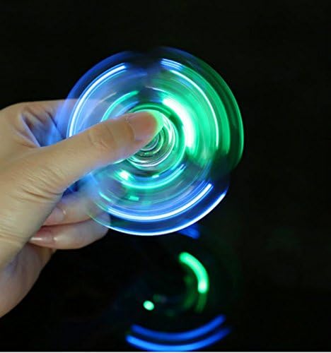 cHongc [3PACK] Crystal Clear LED Light Fidget Spinner -High Speed Hand Spinner Colorful Lighting Effects Tri-Spinner for Kids Adults EDC ADHD Focus Anxiety Relief Toys LED Glow Premium Spinner (3)